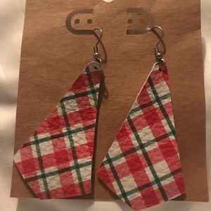 Plaid Leather Earrings
